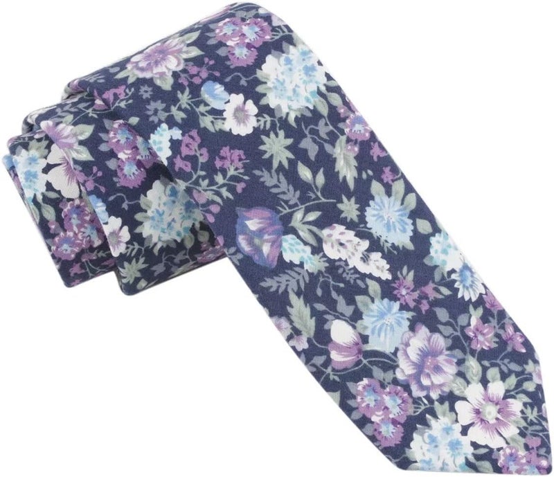 Elfeves Men's Skinny Solid Color Tie Causal Cotton Linen Narrow Slim cut Necktie - Image 3